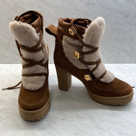 See By Chloe Shoes - See By Chloe Karla Shearling Block Heel Boots Size 38 Preowned
